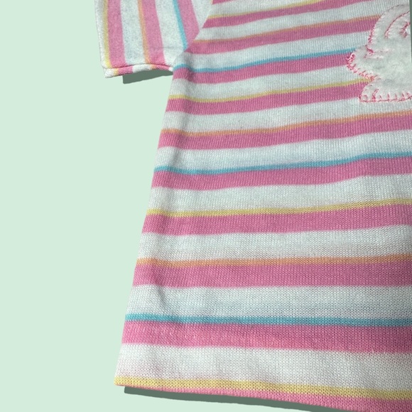 Vintage Baby Pastel Stripe Bunny Easter Spring Tee Shirt Single Stitch Size 12 M - Picture 5 of 8
